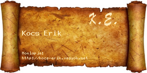 Kocs Erik névjegykártya